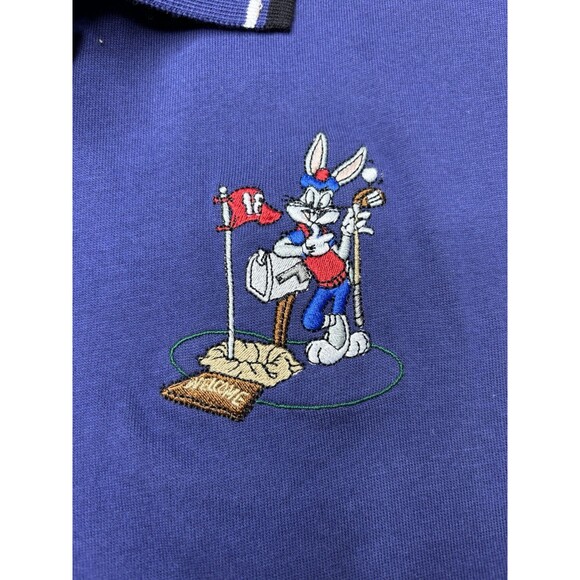 Vintage 1994 Looney Tunes Acme Polo Shirt Bugs Bunny Golfing Size XXXL Dark Blue - Picture 4 of 6